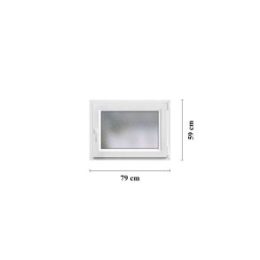 Dreh Kipp f�nster - Frostat glas. PVC 79 x 59 cm