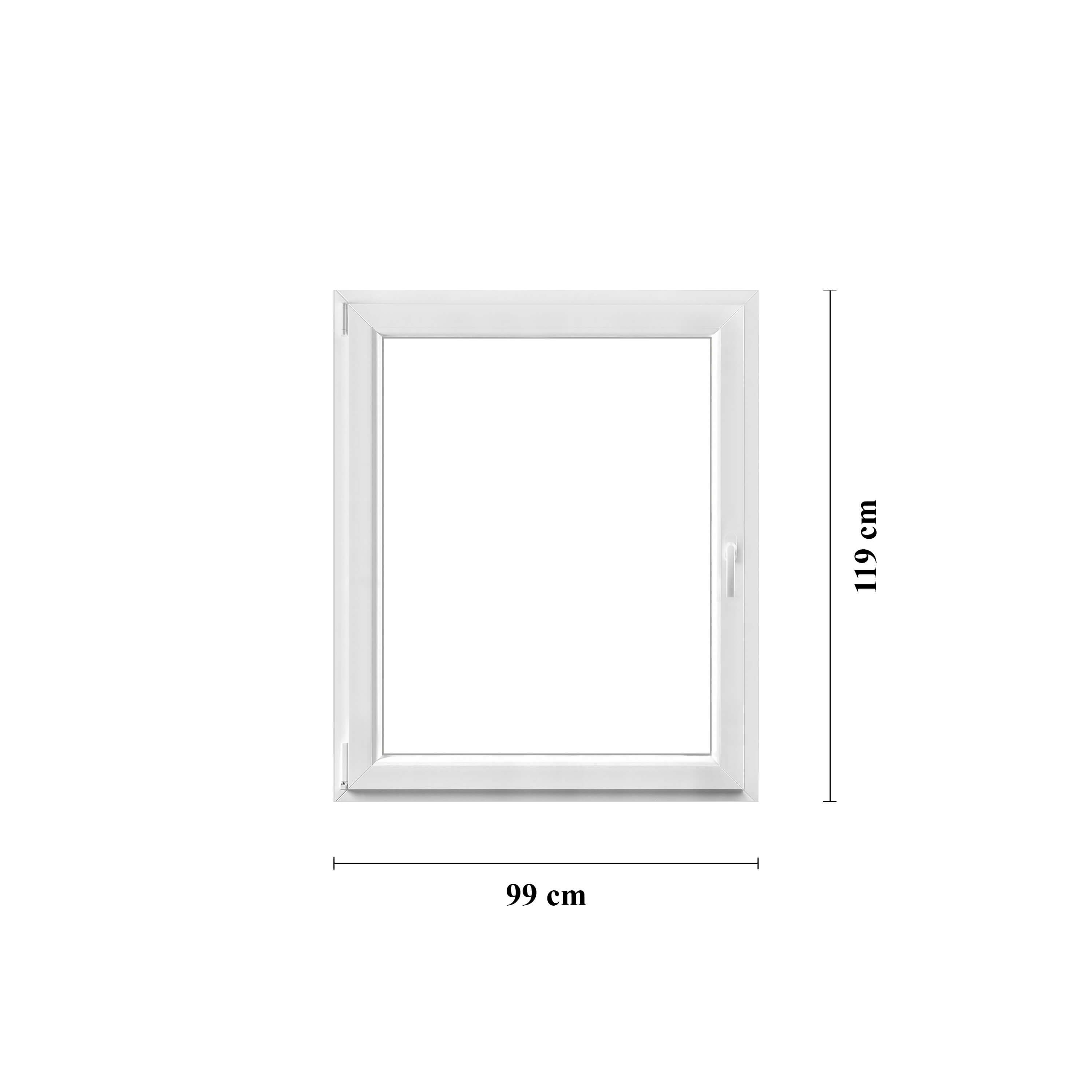 Dreh Kipp fönster PVC. 99 x 119 cm