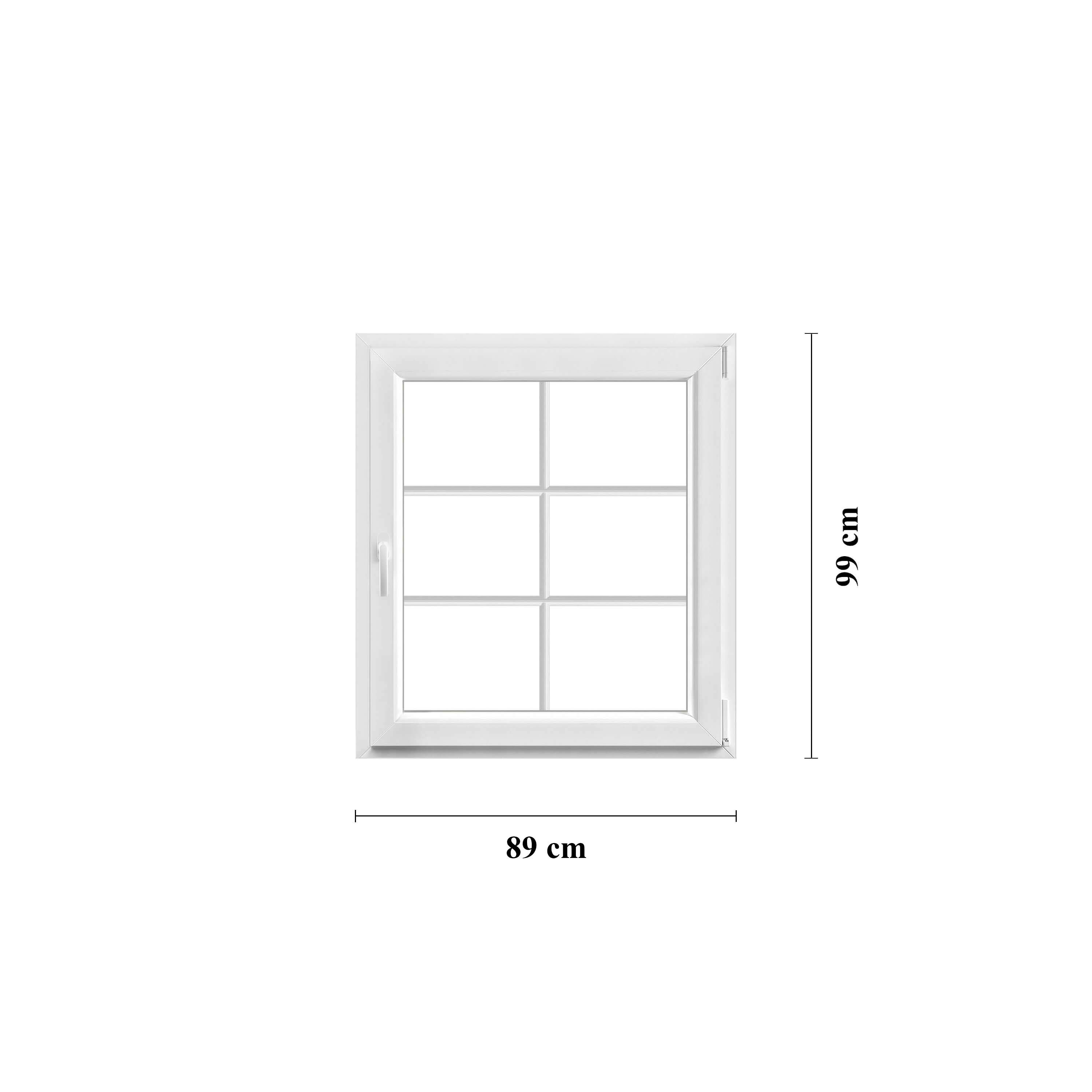 Dreh Kipp fnster med invndiga sprjs PVC - 89 x 99 cm