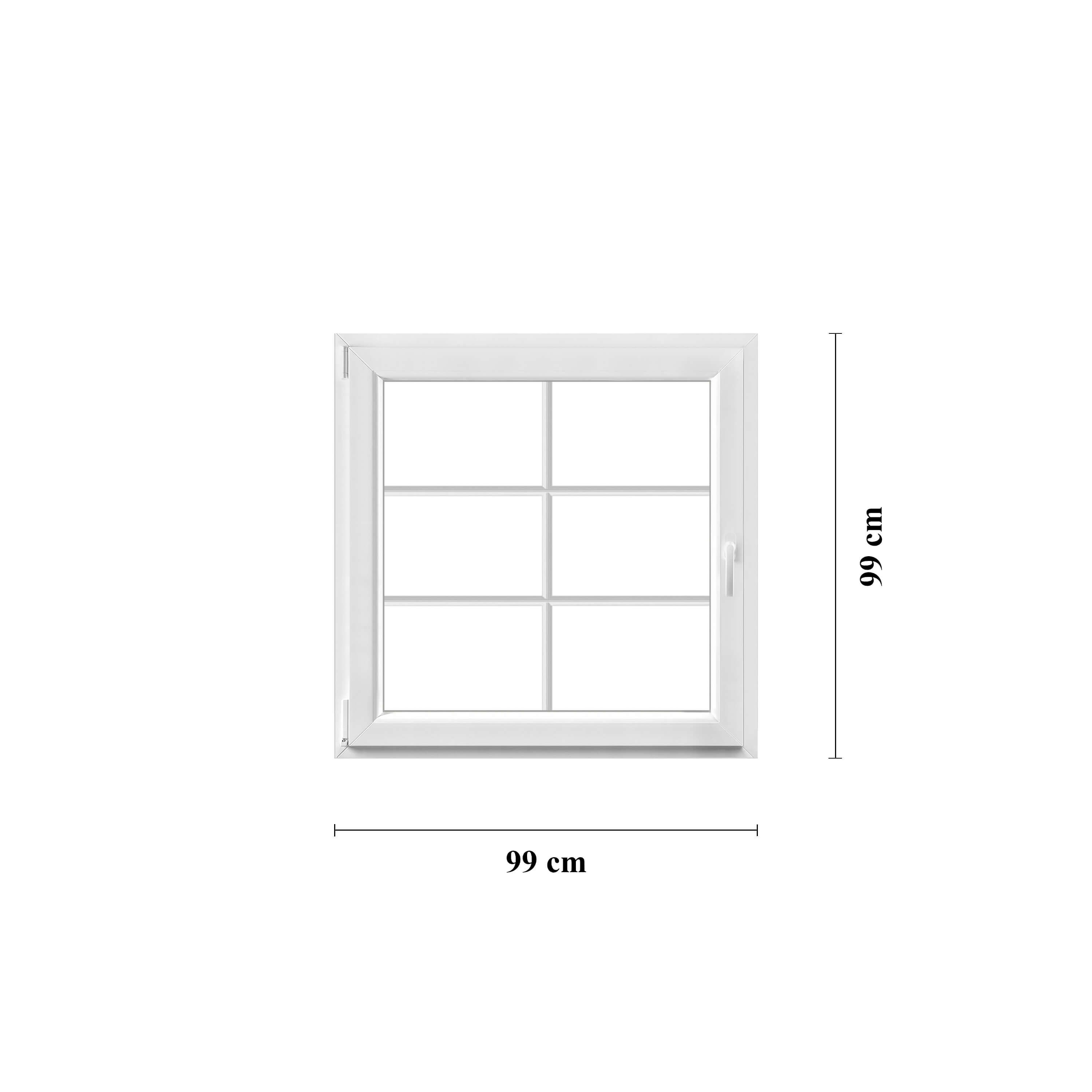 Dreh Kipp fönster med invändiga spröjs PVC 99 x 99 cm
