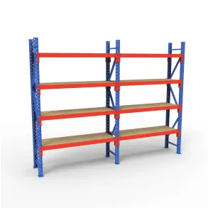 Komplet Lagerreol | 2 Fag | 4 Lag | 180cm Vanger | H�jde: 200cm | Dybde: 40cm