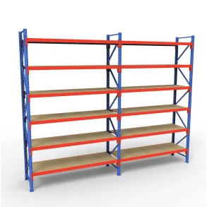 Komplet Lagerreol | 2 Fag | 6 Lag | 180cm Vanger | H�jde: 300cm | Dybde: 40cm