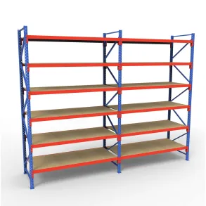 Komplet Lagerreol | 2 Fag | 6 Lag | 180cm Vanger | H�jde: 300cm | Dybde: 80cm