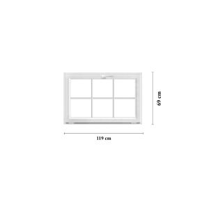 Bottenh&auml;ngt f&ouml;nster med inv&auml;ndiga spr&ouml;js PVC 119 x 69 cm