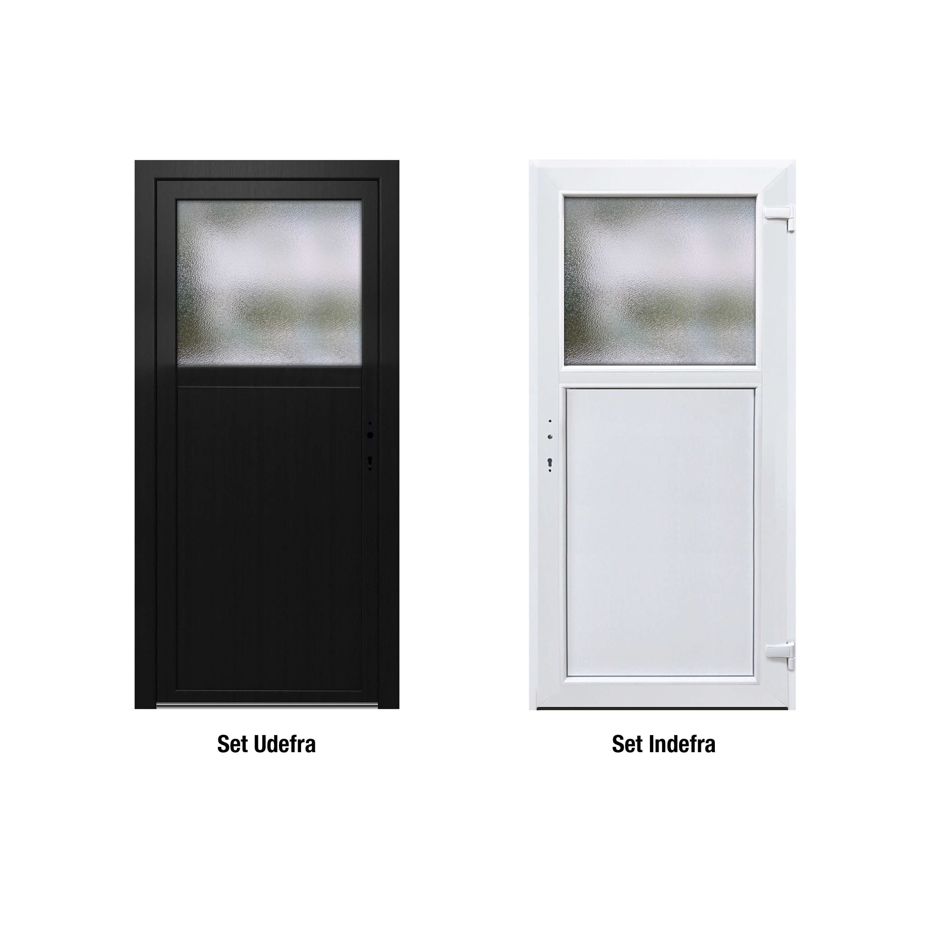 Förrdsdörrar antracit PVC - 1/3 Frostat Glas 100 x 210