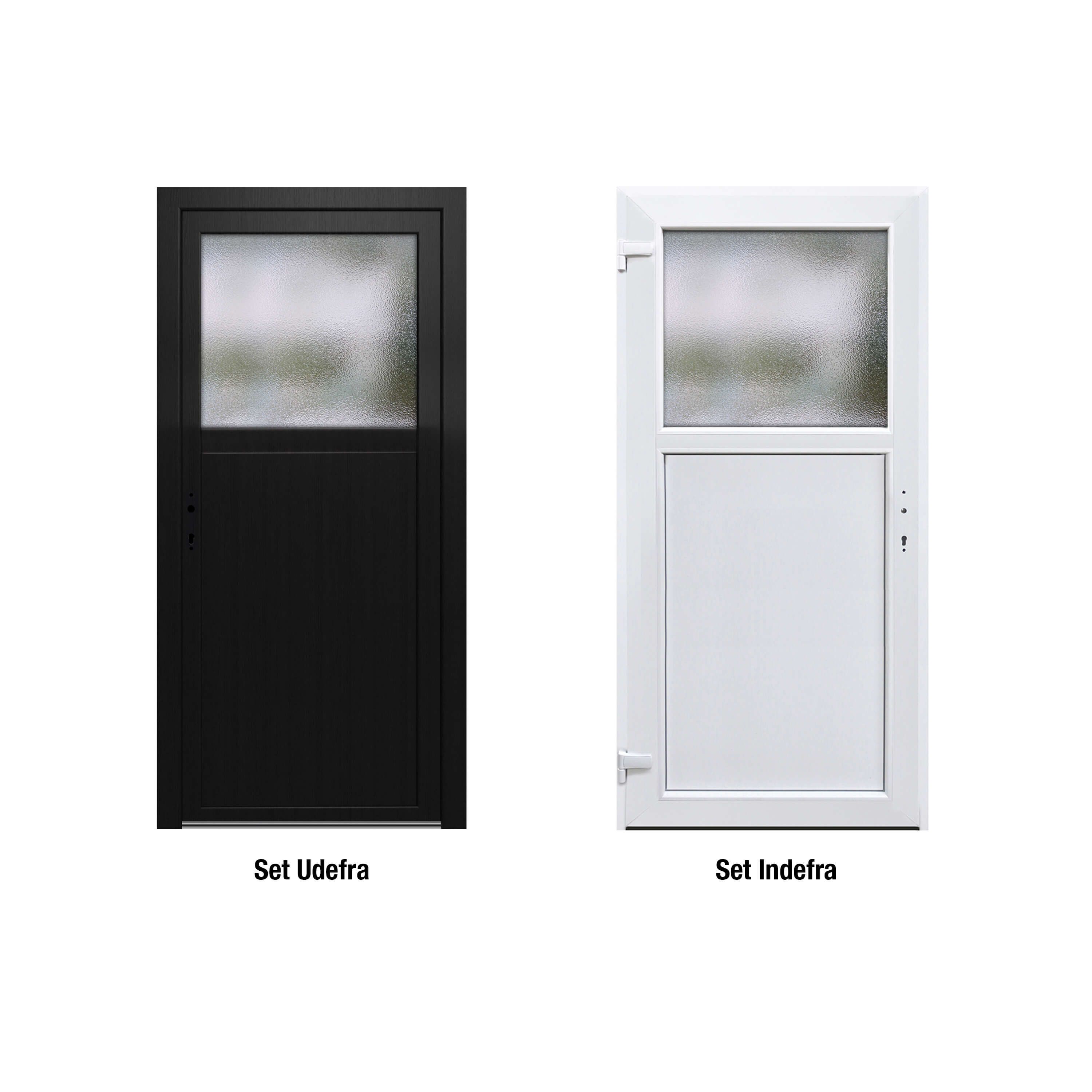 Förrdsdörrar antracit PVC - 1/3 Frostat Glas 110 x 210