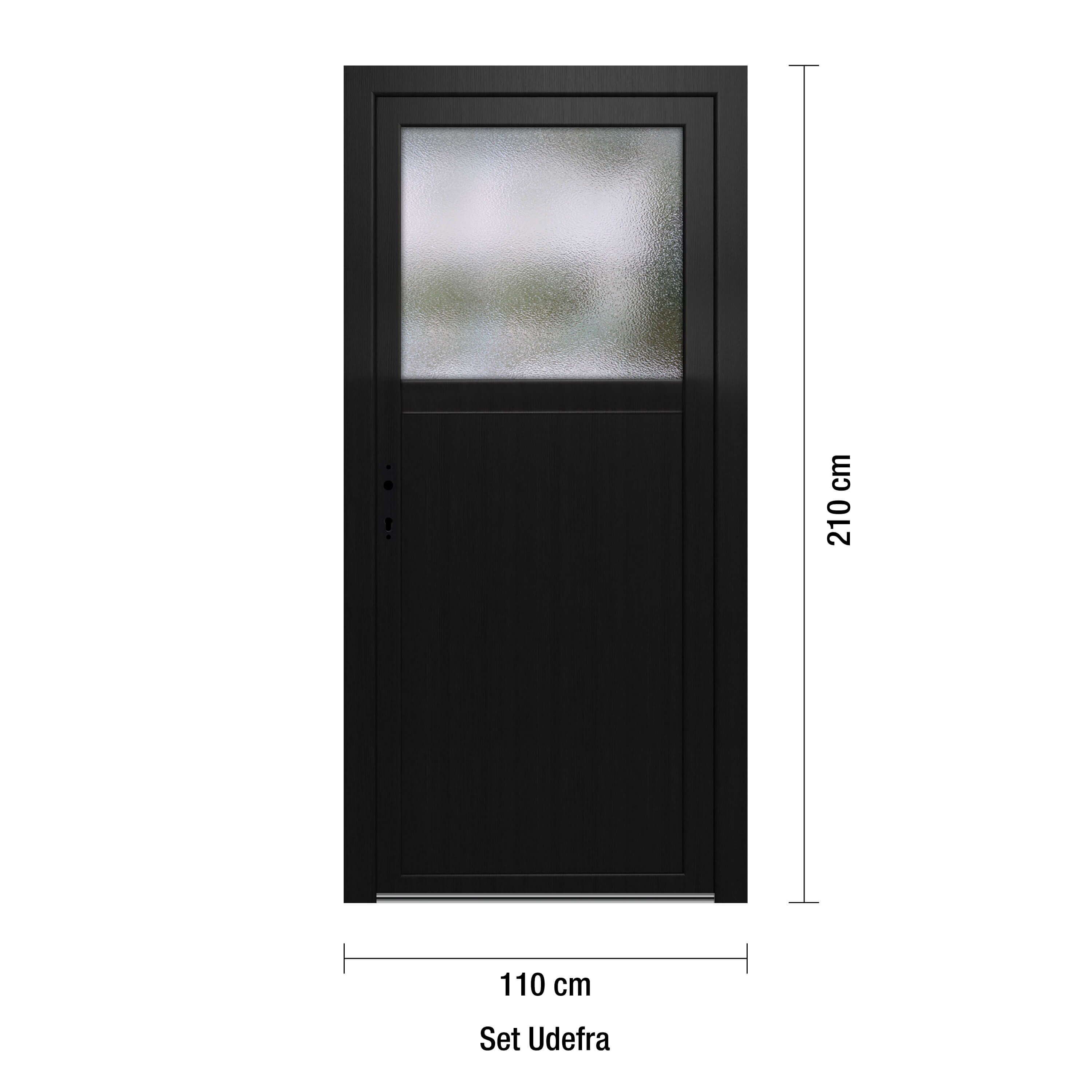 Plast Udhusdør Antracit - Råglas 110 x 210 Venstre Ind (VI)