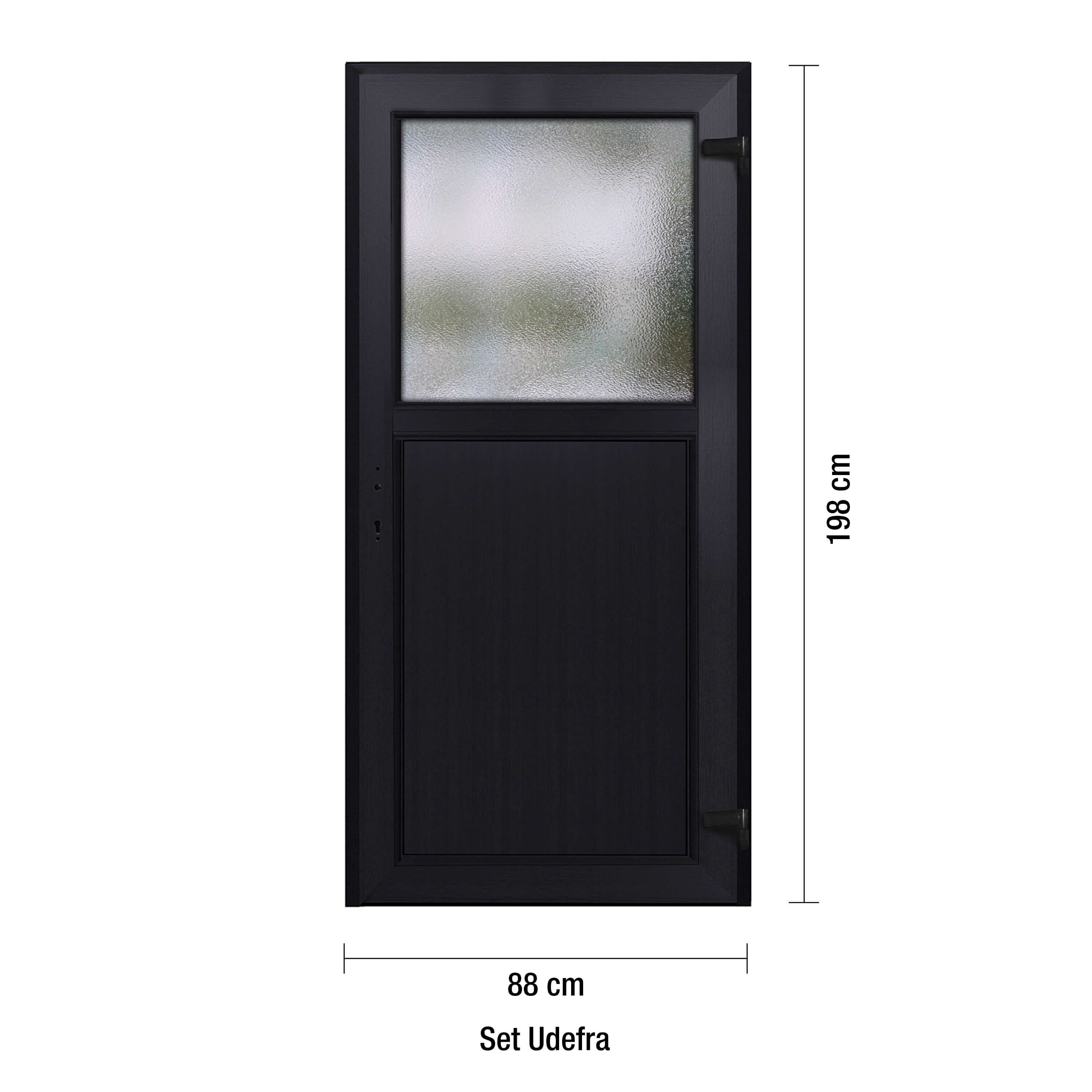 Förrdsdörrar antracit PVC - 1/3 Frostat Glas 88 x 198