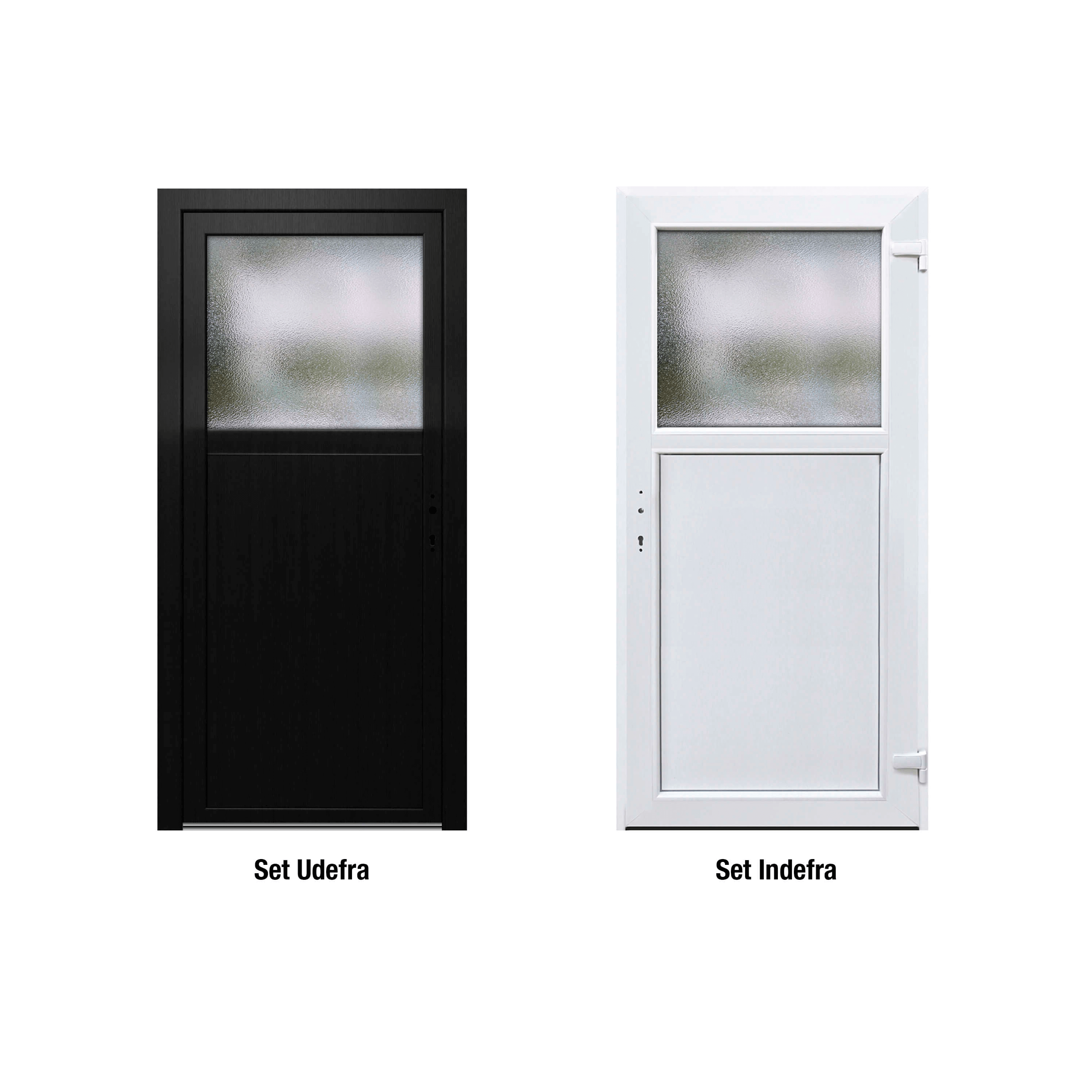 Förrdsdörrar antracit PVC - 1/3 Frostat Glas 90 x 200