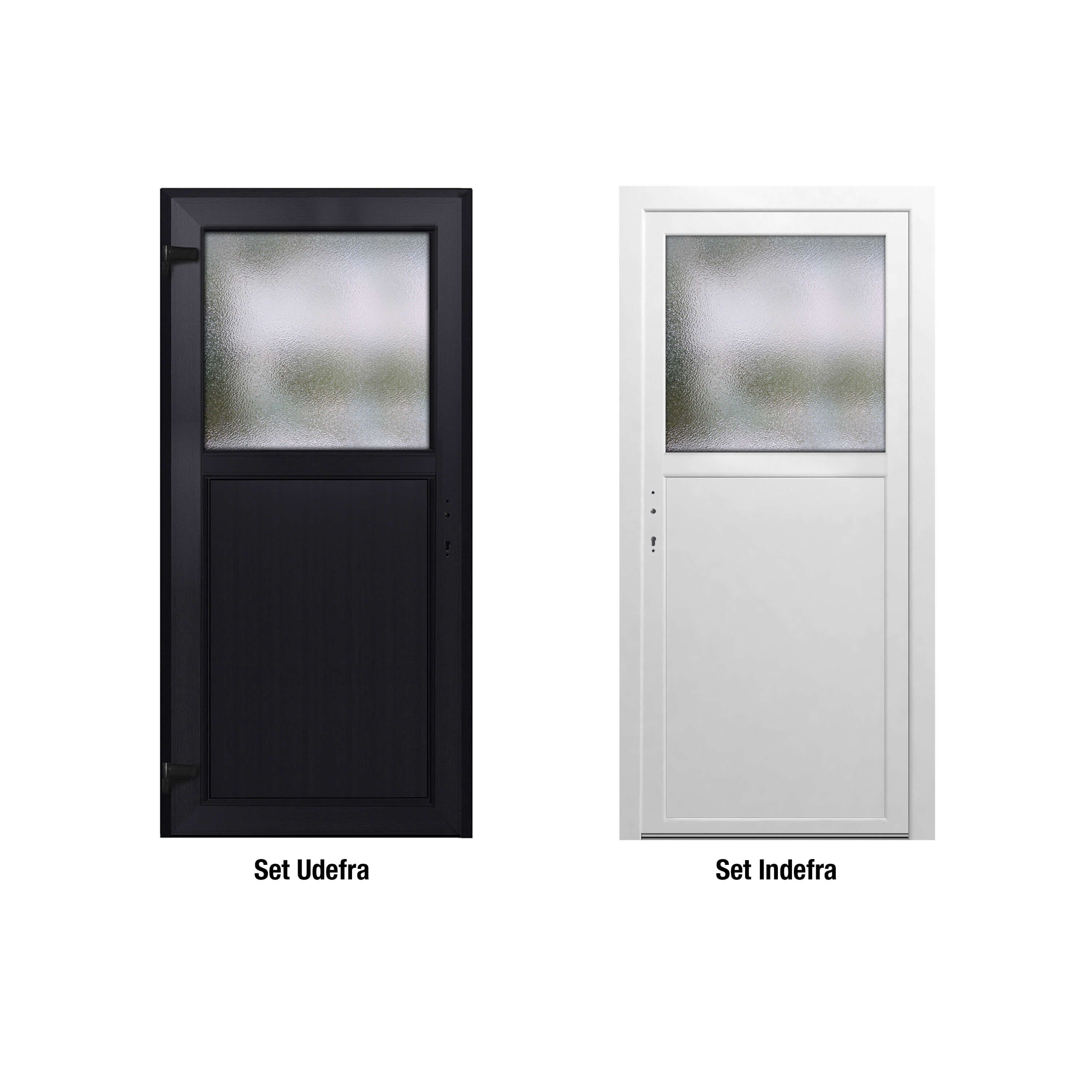 Förrdsdörrar antracit PVC - 1/3 Frostat Glas 90 x 200