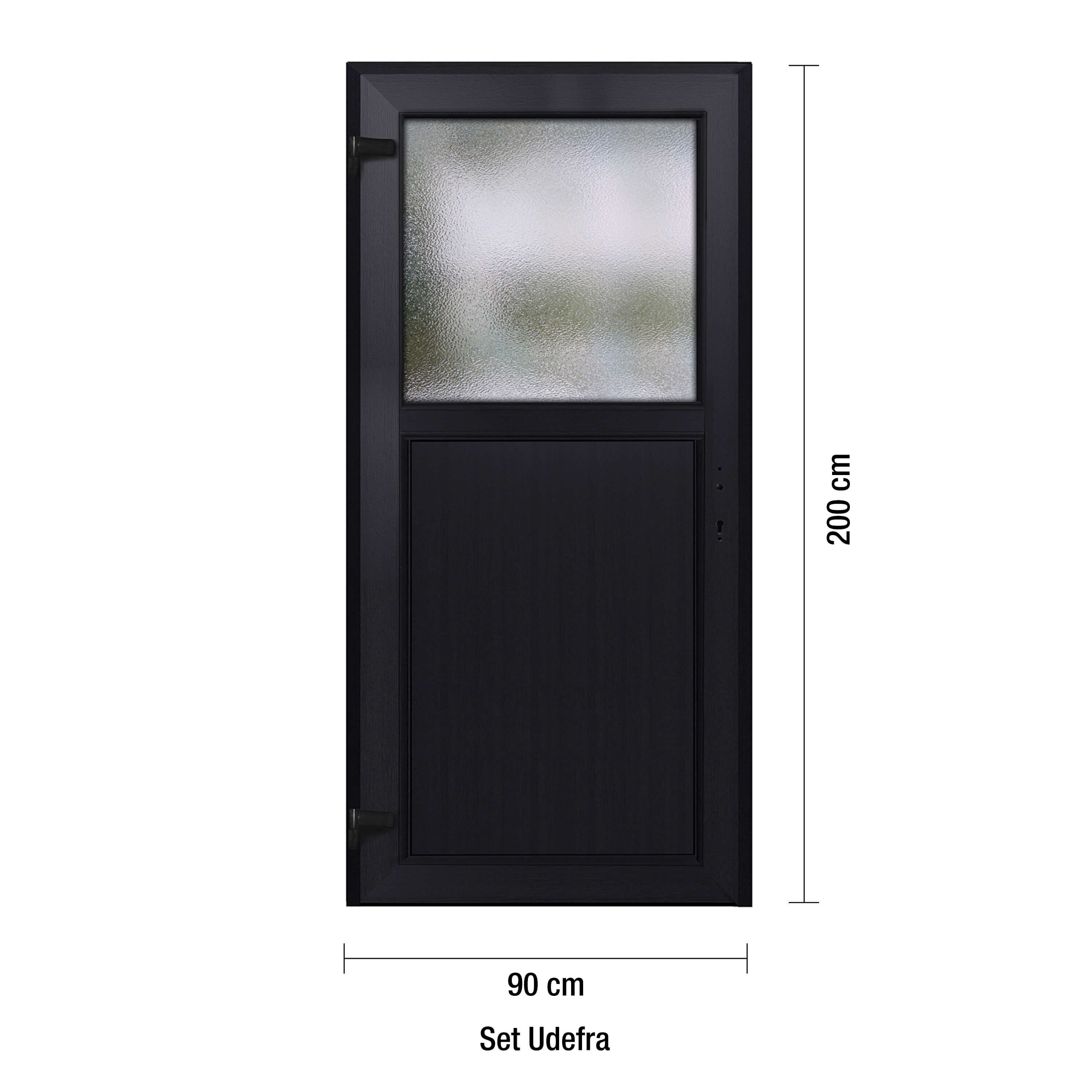 Förrdsdörrar antracit PVC - 1/3 Frostat Glas 90 x 200