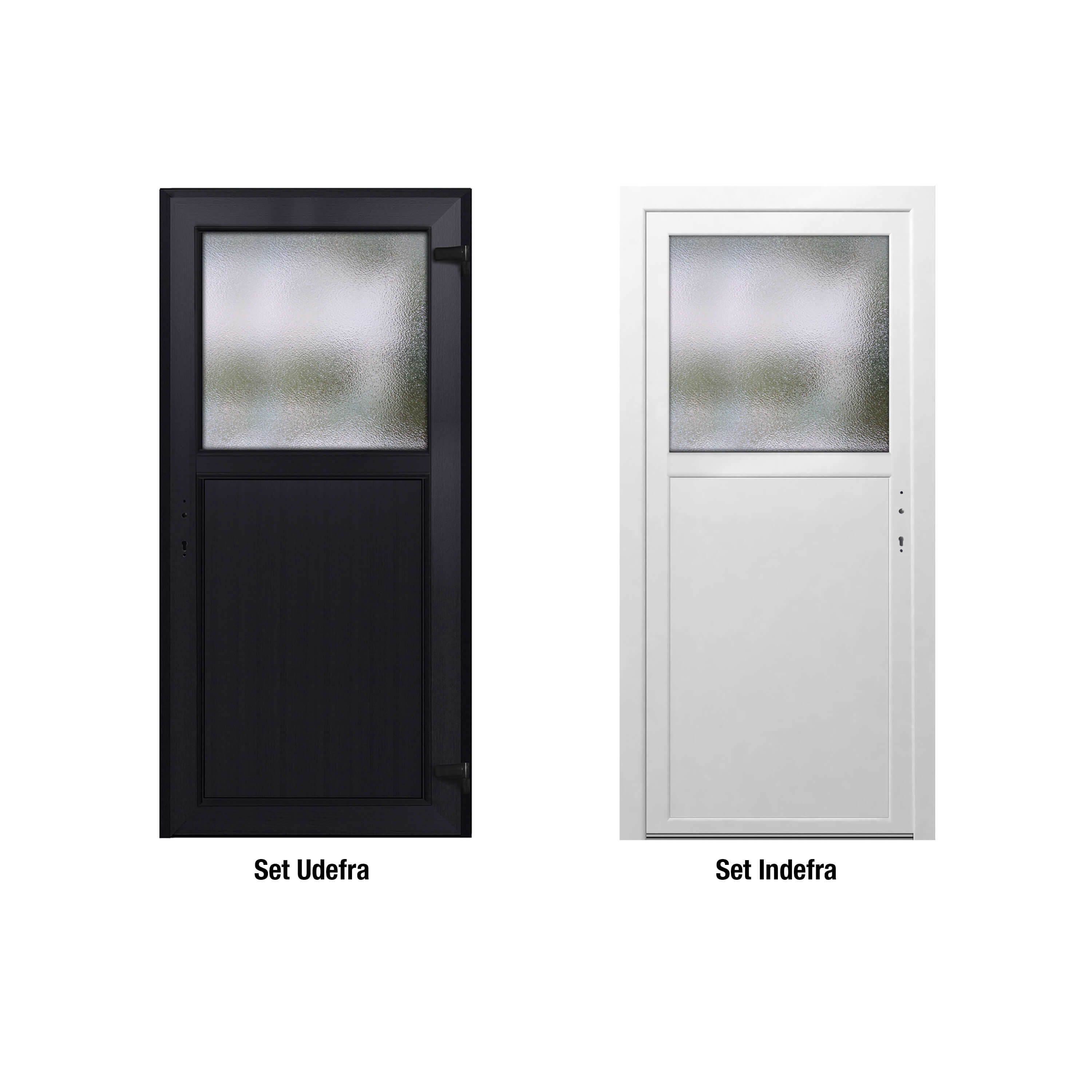 Förrdsdörrar antracit PVC - 1/3 Frostat Glas 95 x 205