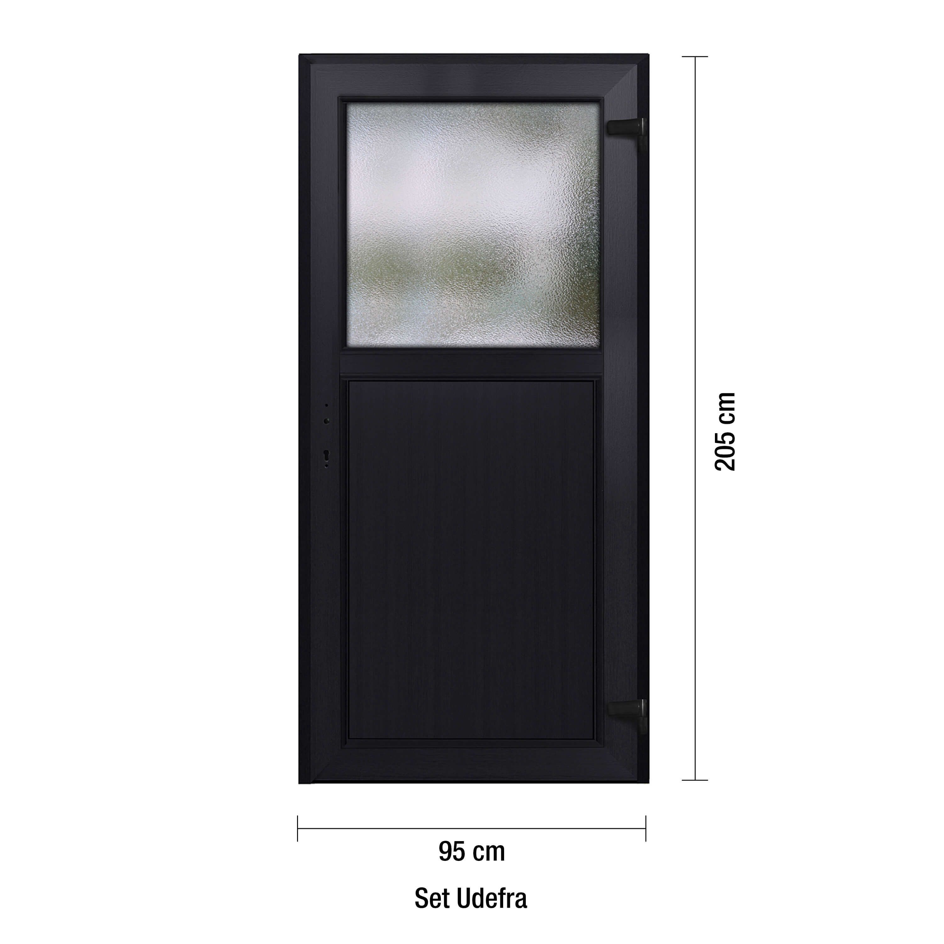 Förrdsdörrar antracit PVC - 1/3 Frostat Glas 95 x 205