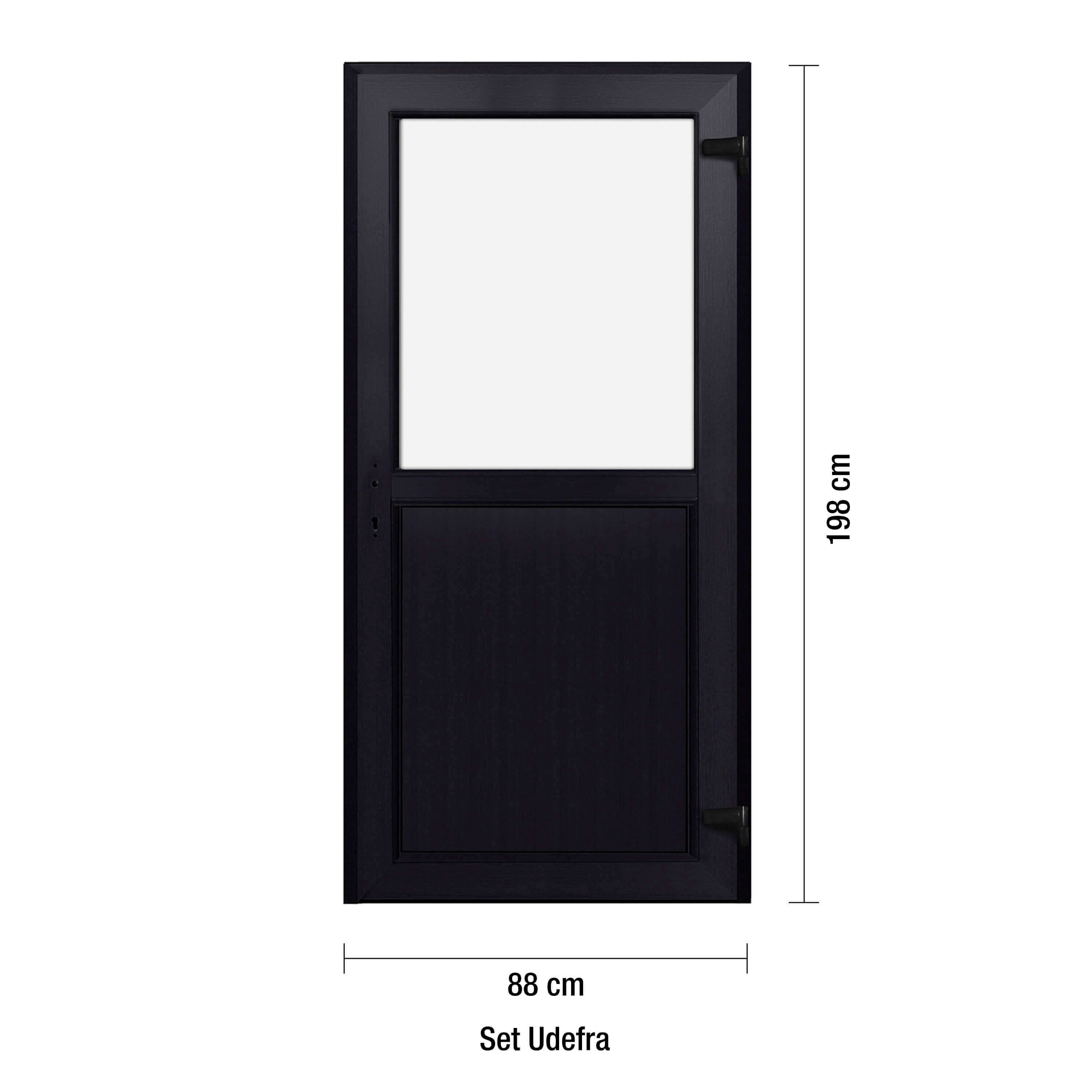 Förrdsdörrar antracit PVC - 1/2 Klarglas 88 x 198