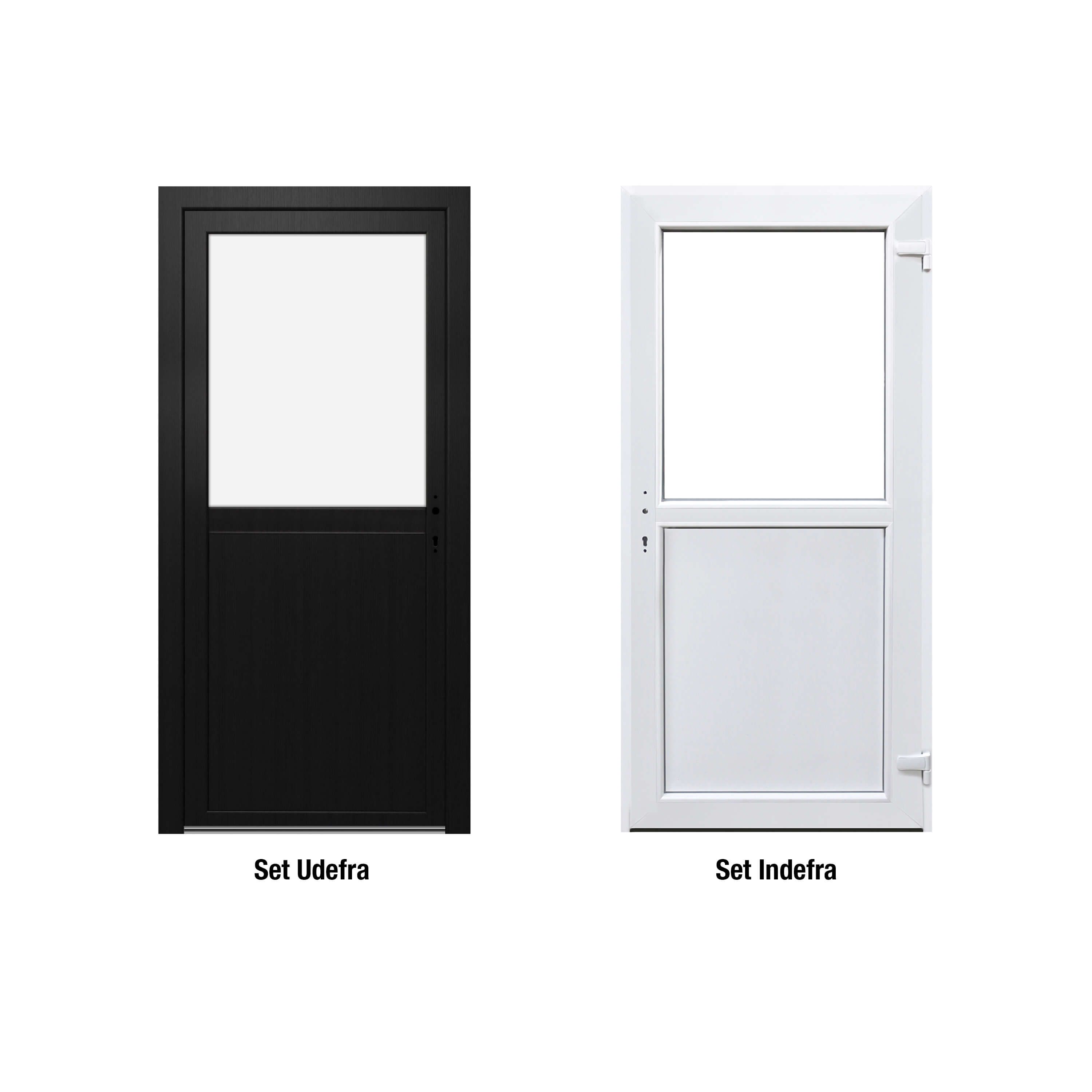 Förrdsdörrar antracit PVC - 1/2 Klarglas 90 x 210