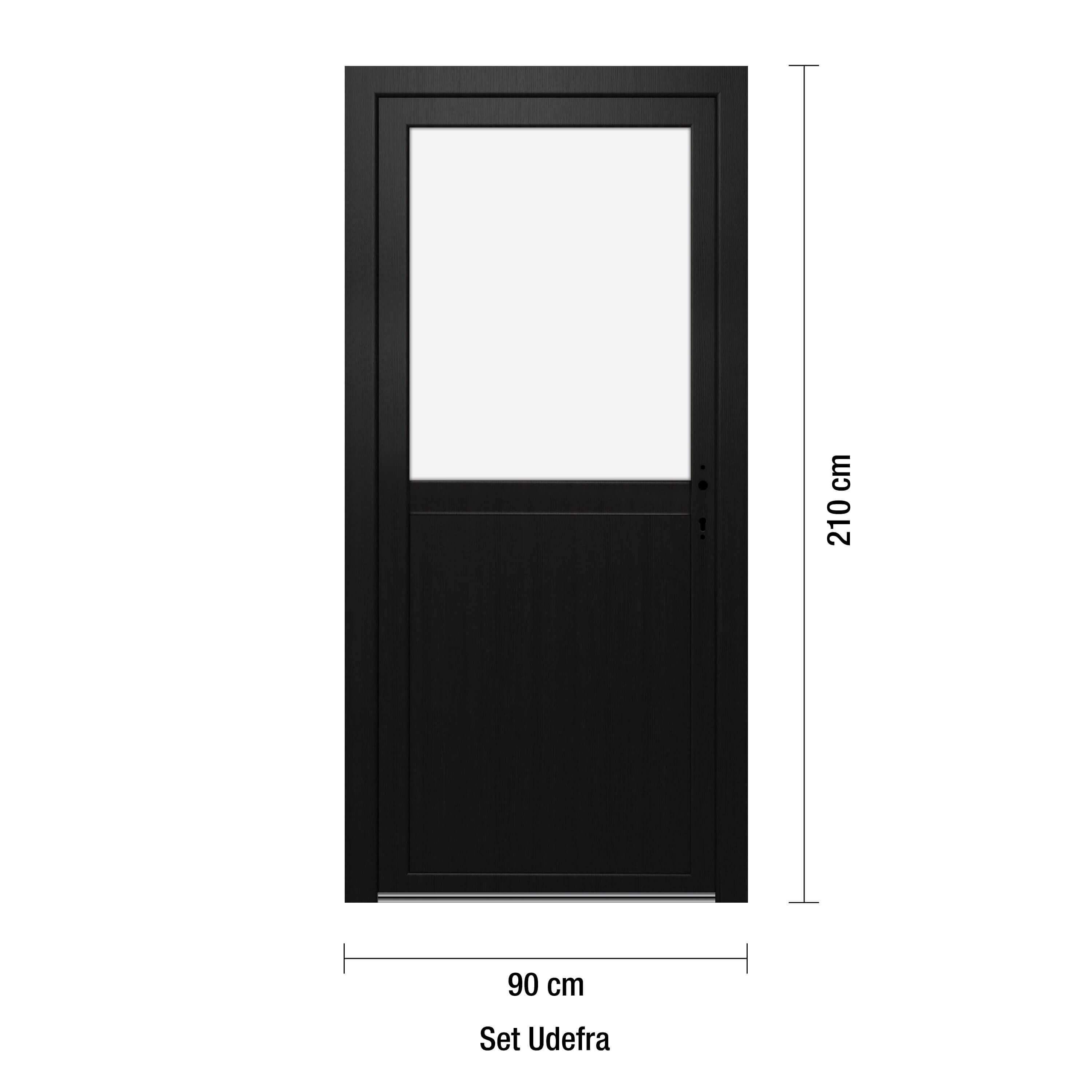 Förrdsdörrar antracit PVC - 1/2 Klarglas 90 x 210