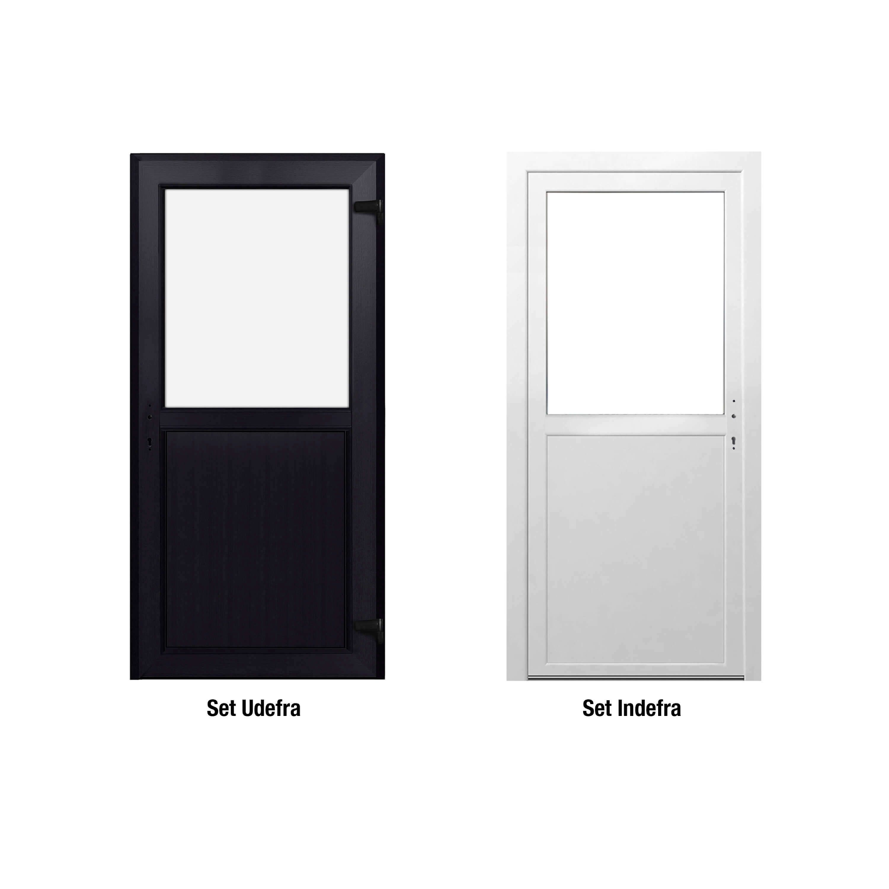 Förrdsdörrar antracit PVC - 1/2 Klarglas 90 x 210