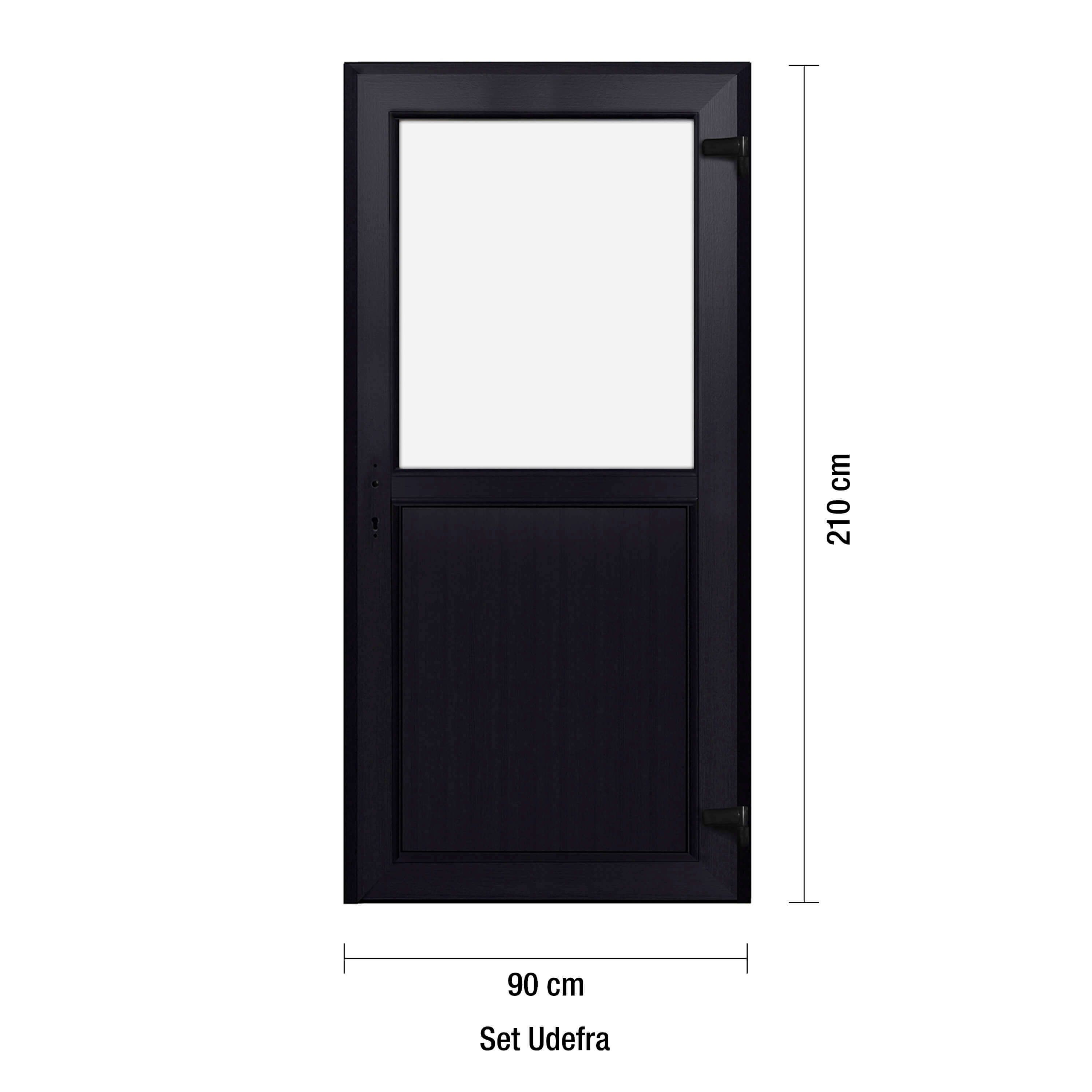 Förrdsdörrar antracit PVC - 1/2 Klarglas 90 x 210