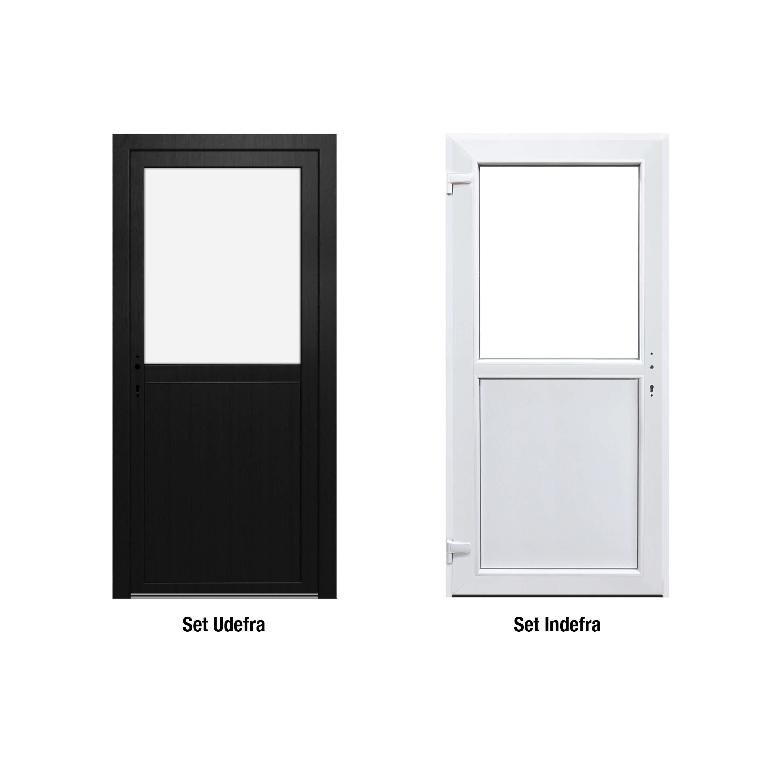 Förrdsdörrar antracit PVC - 1/2 Klarglas 90 x 210