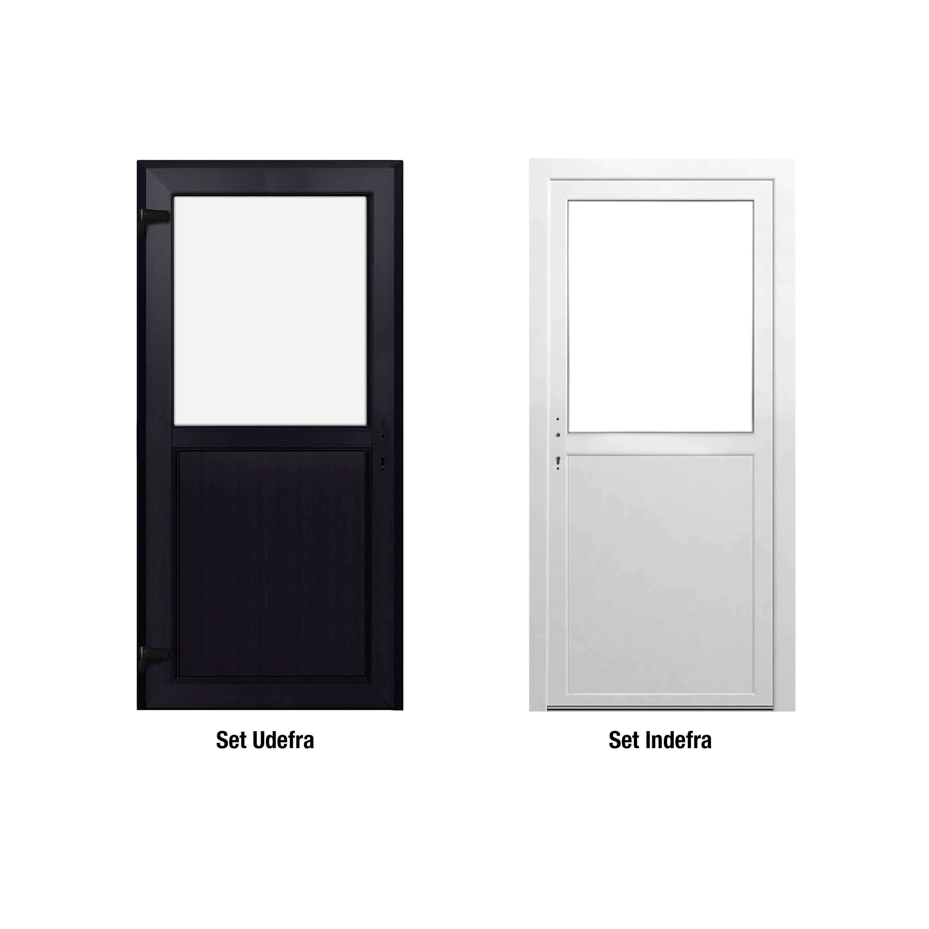 Förrdsdörrar antracit PVC - 1/2 Klarglas 90 x 210