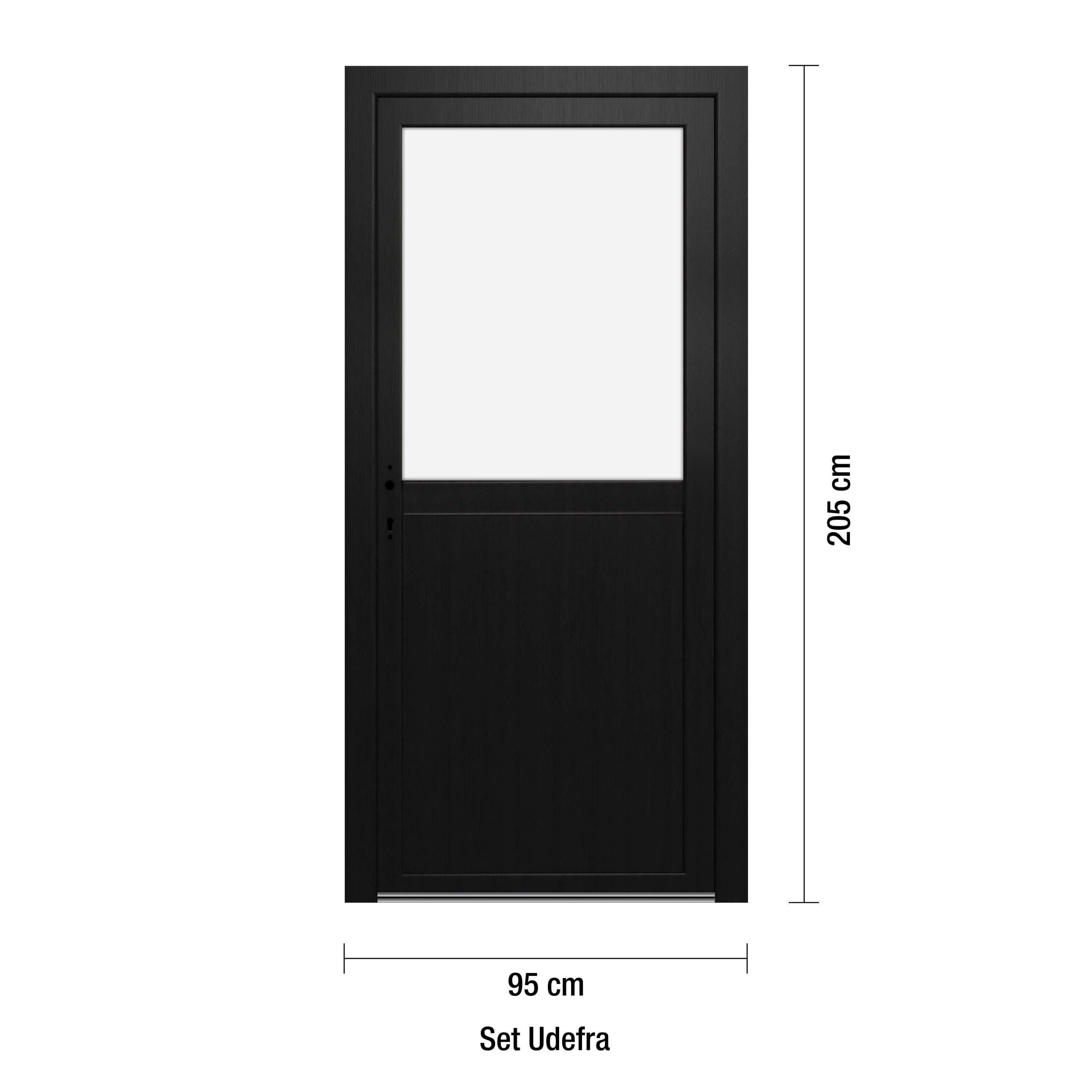Förrdsdörrar antracit PVC - 1/2 Klarglas  95 x 205